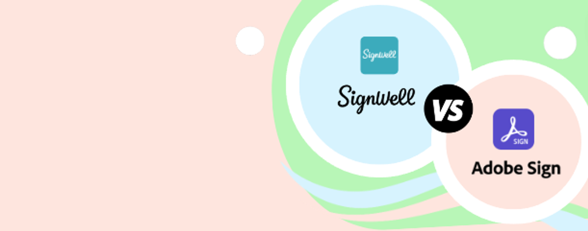 Comparative graphic with SignWell and Adobe Sign logos, showcasing their rivalry in digital signatures.